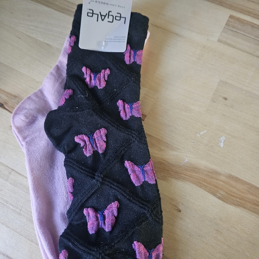 NWT, Legale Butterfly Socks, 2 pair.